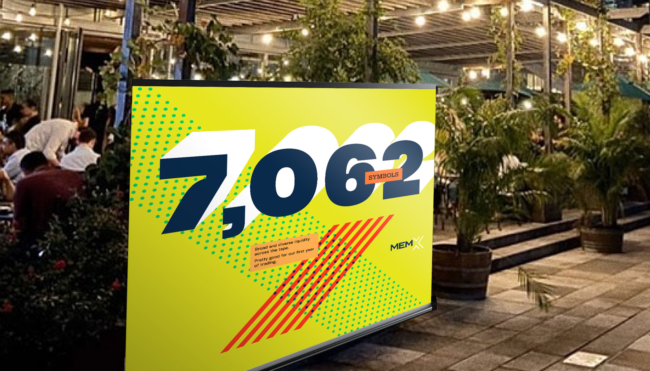 Pull up banner in the garden