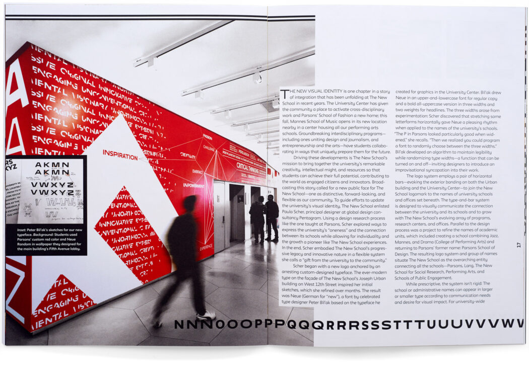 Spread from ReD Magazine showing a typographic wall from the Parsons school