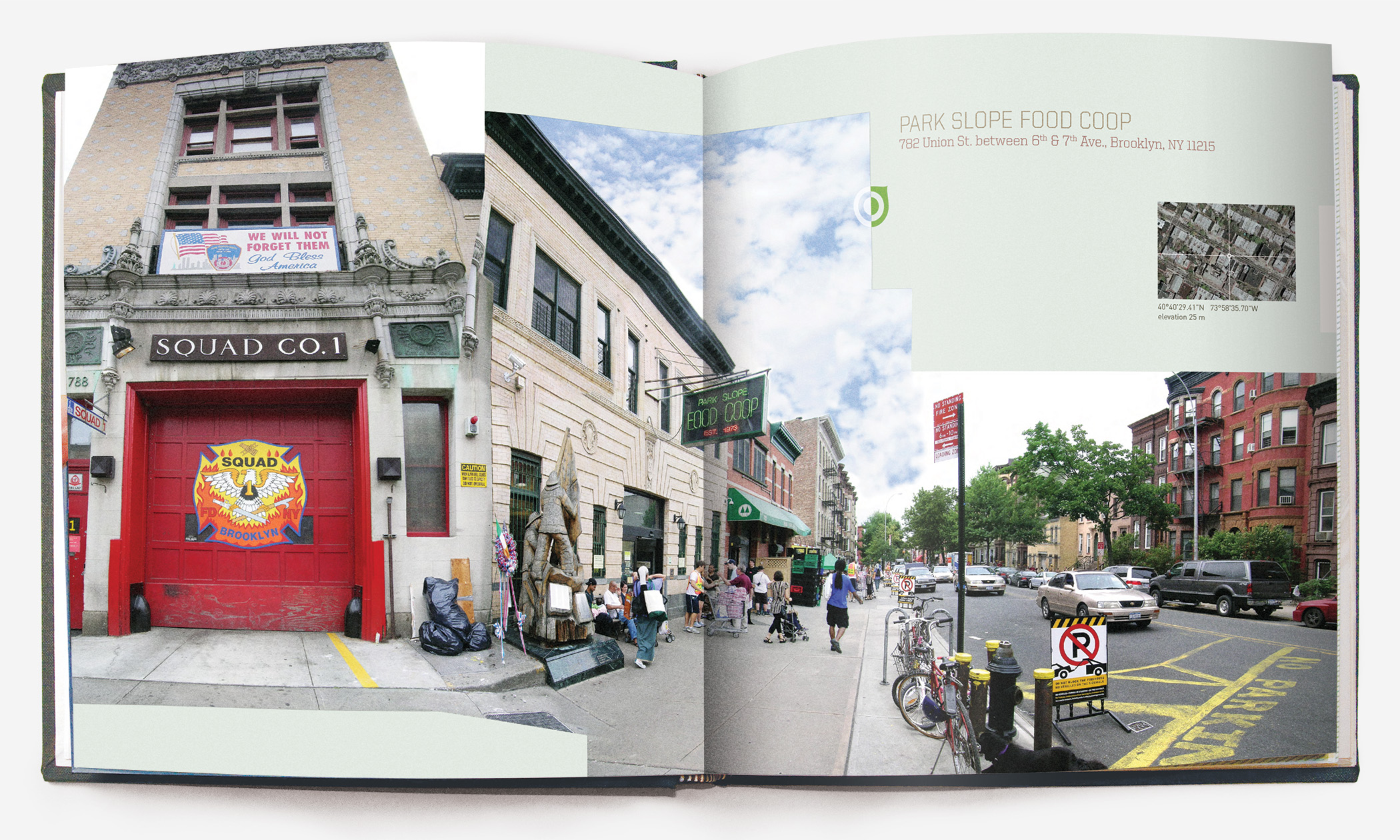 Book spread showing the Park Slope Food Coop