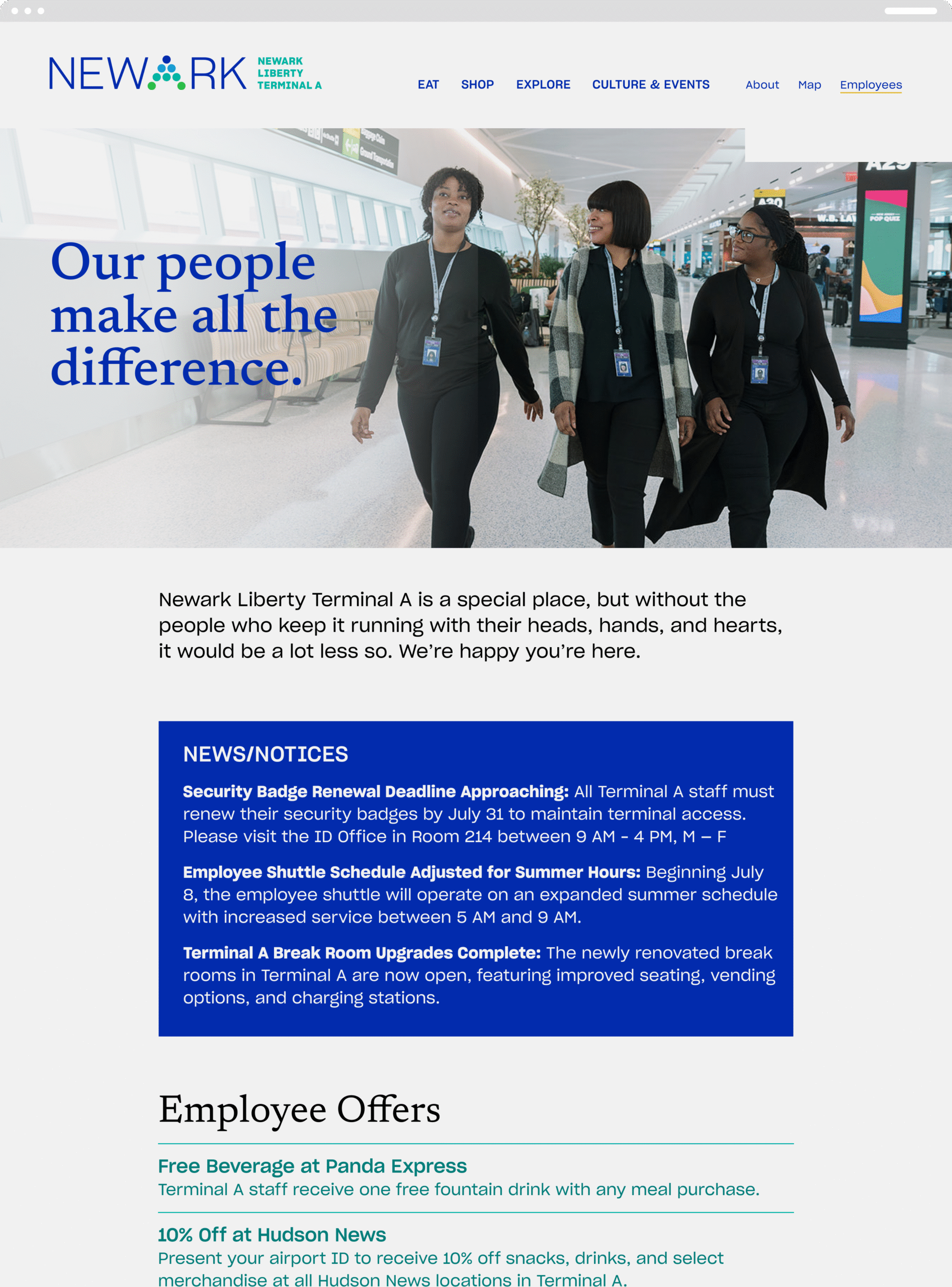 Employees-only page