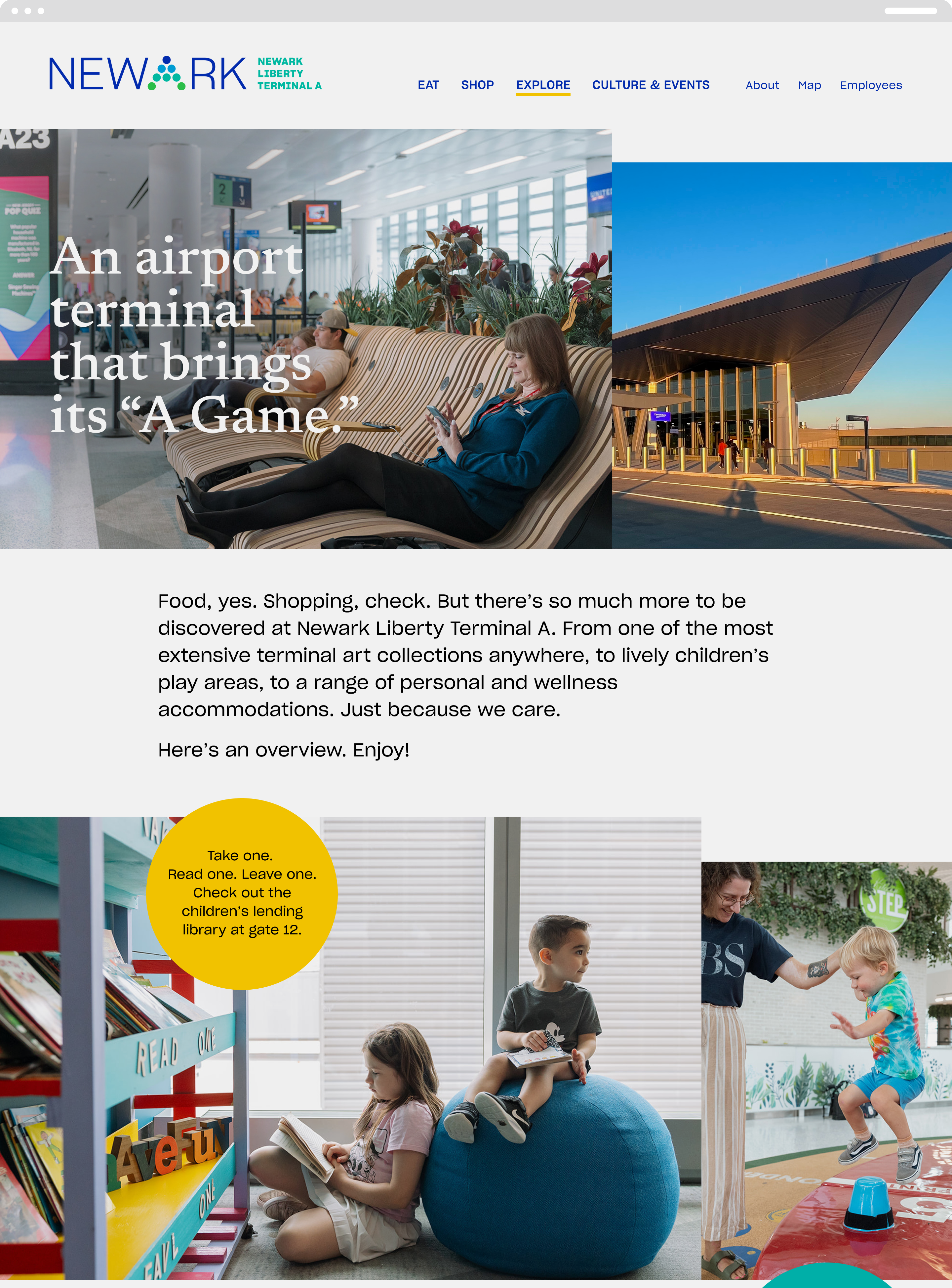 Page showing the Terminal amenities